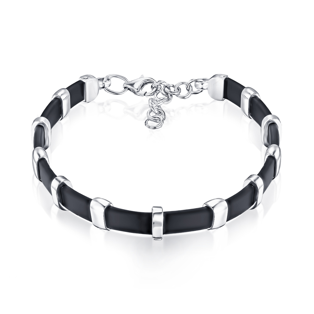 Серебряный браслет с каучуком 90241/12/1