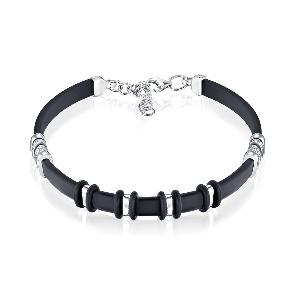 Серебряный браслет с каучуком 90242/12/1