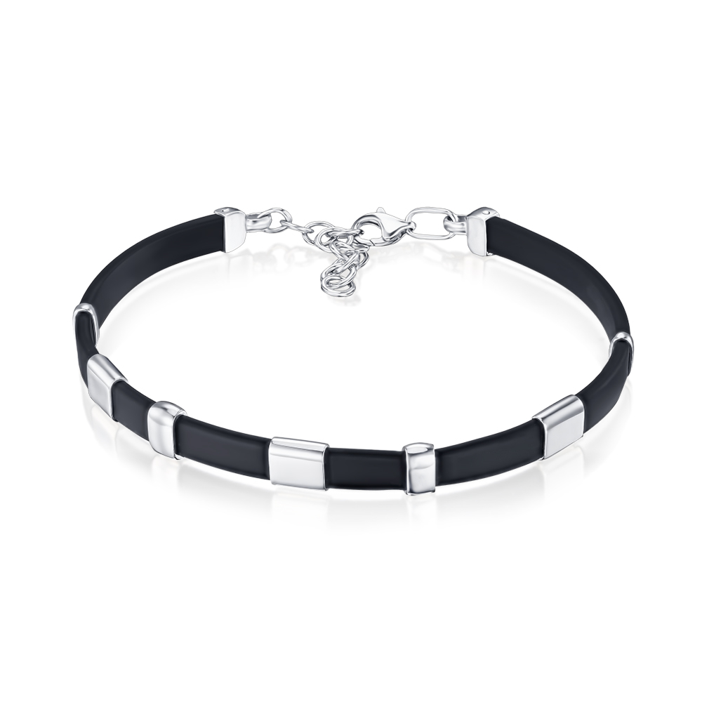 Серебряный браслет с каучуком 90243/12/1