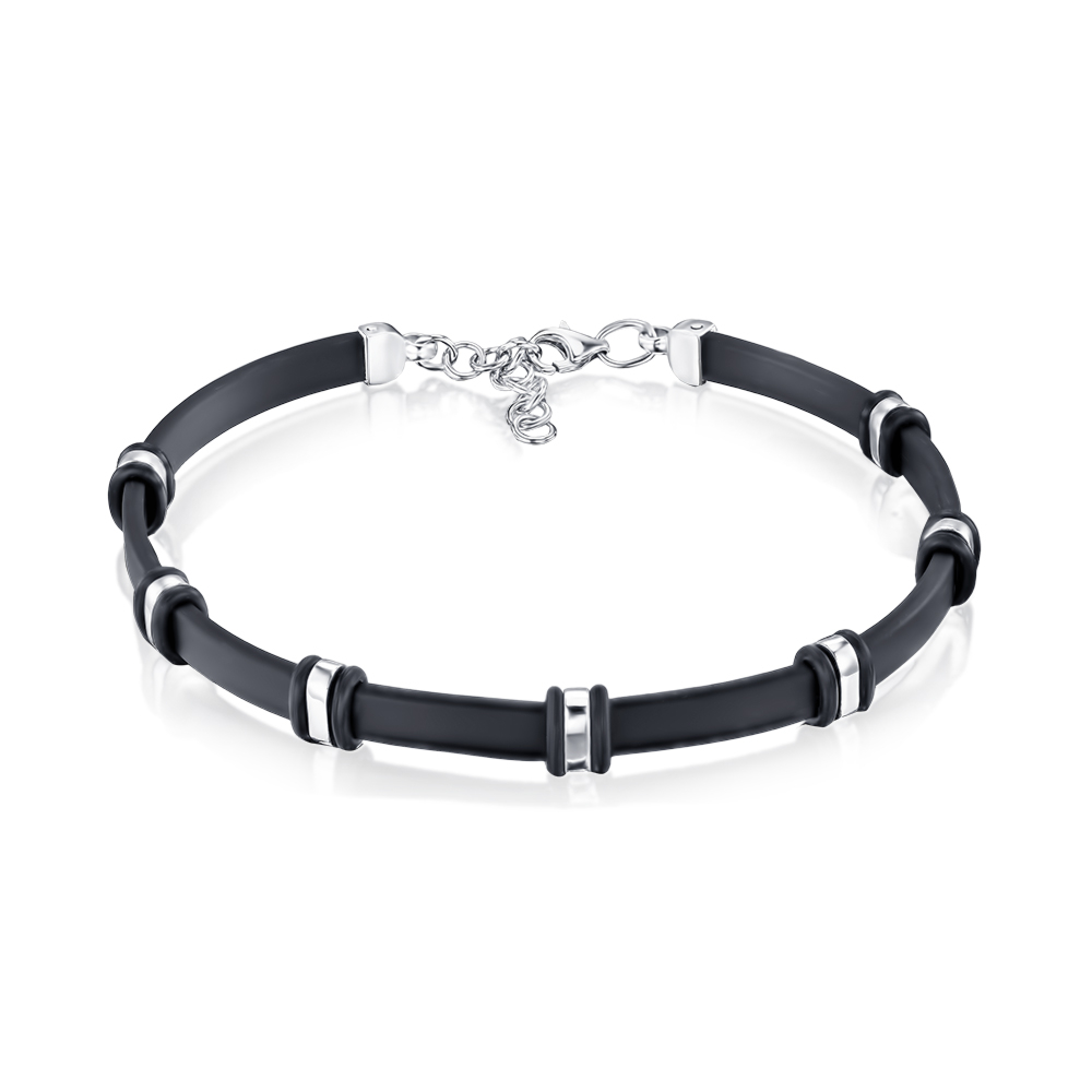 Серебряный браслет с каучуком 90246/12/1