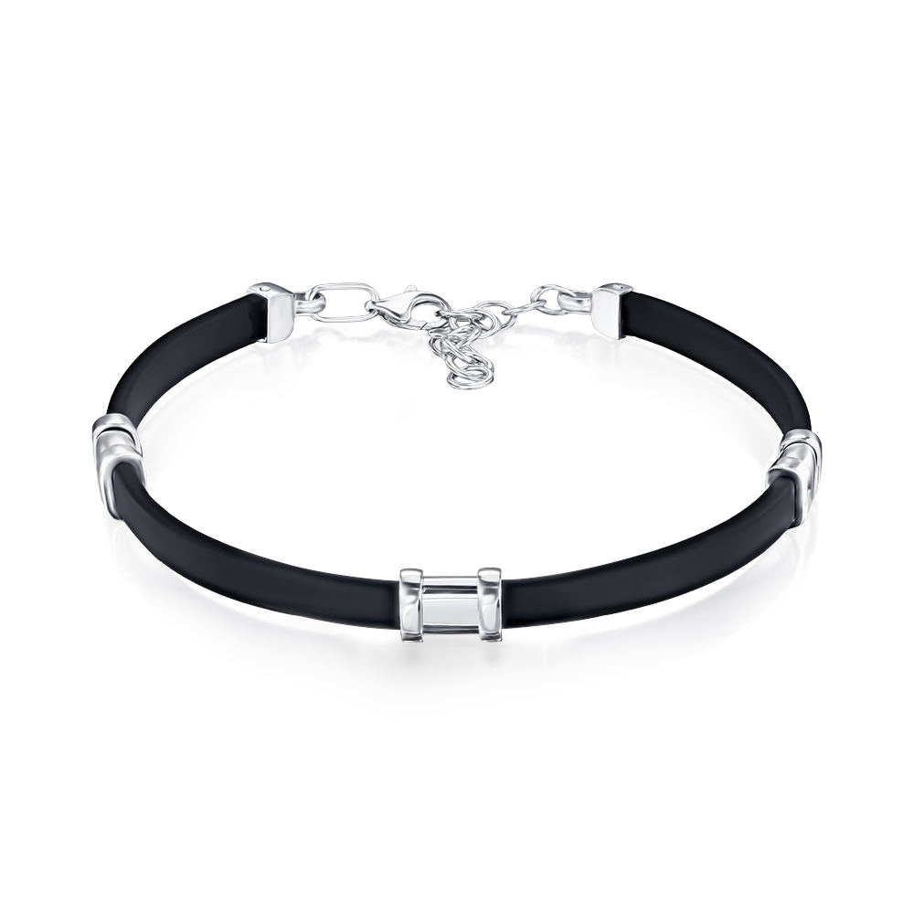 Срібний браслет з каучуком 90247/12/1