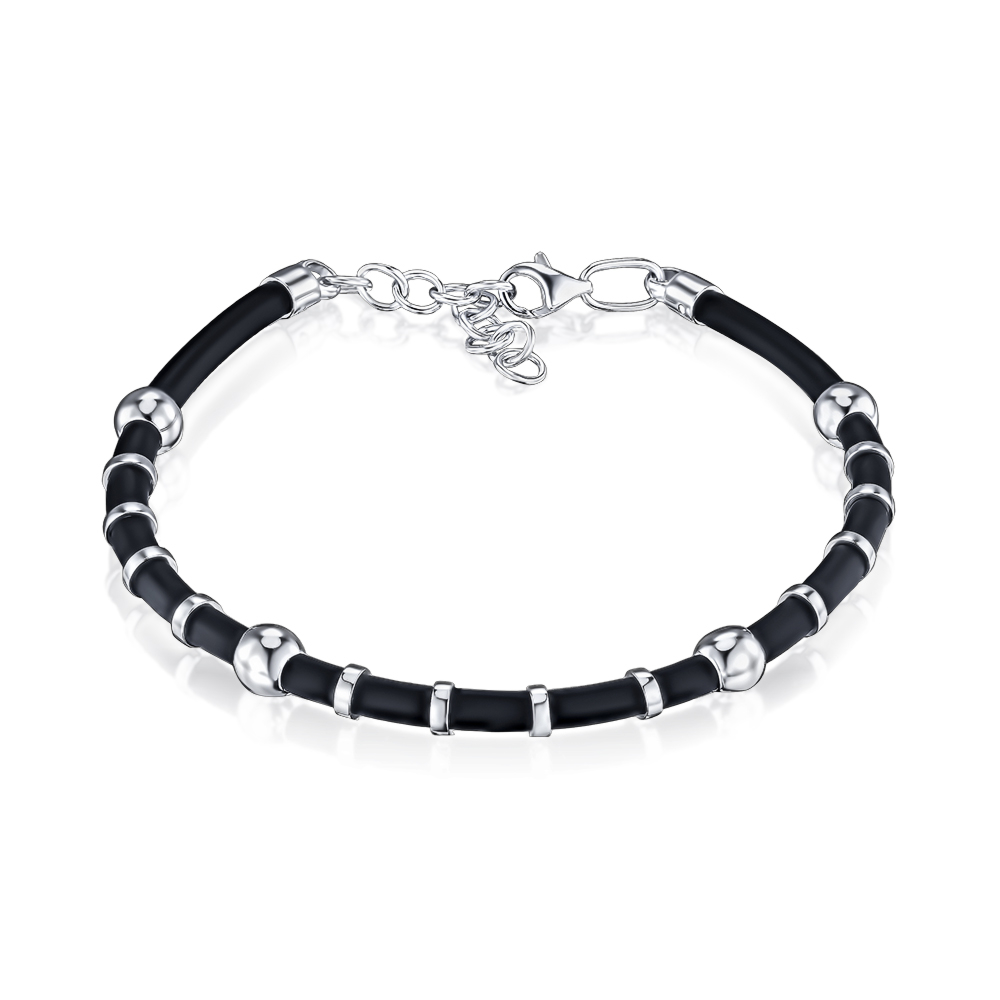 Серебряный браслет с каучуком 90250/12/1