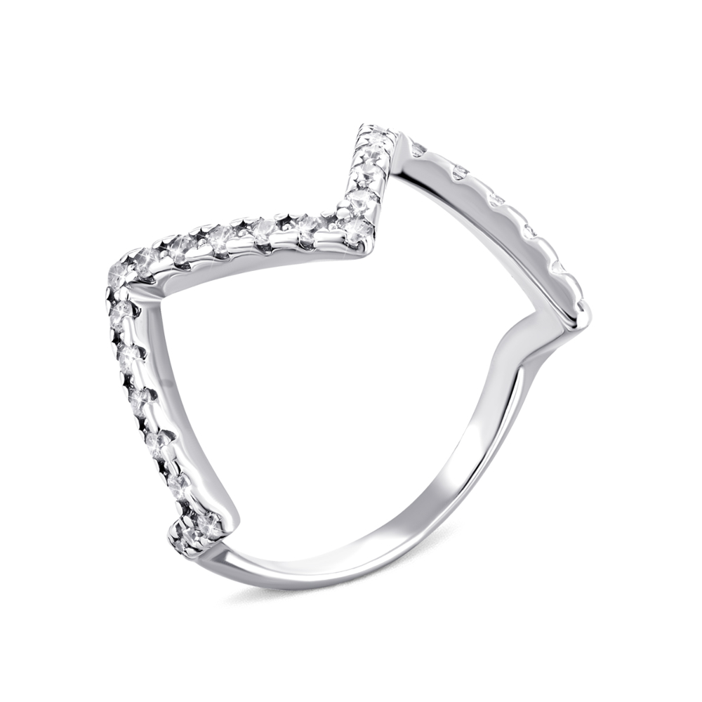 Фаланговое серебряное кольцо с фианитами. Артикул UG5910062б