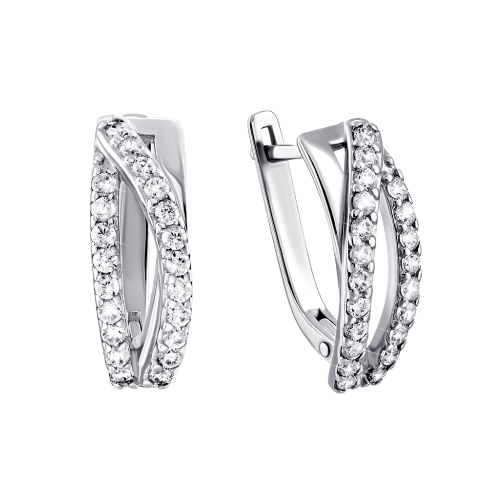 Серебряные серьги с фианитами. Артикул UG5920001б