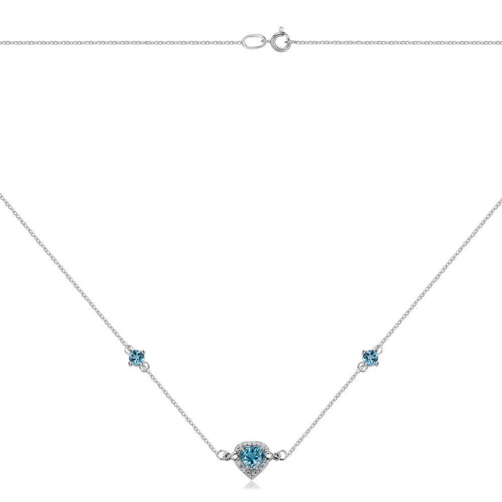 Серебряное колье с топазами и фианитами 96082/66024-3/12/1/16270
