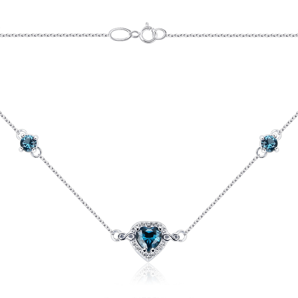 Срібне кольє з штучними топазами та фіанітами 96082/66024-3/12/1/21556