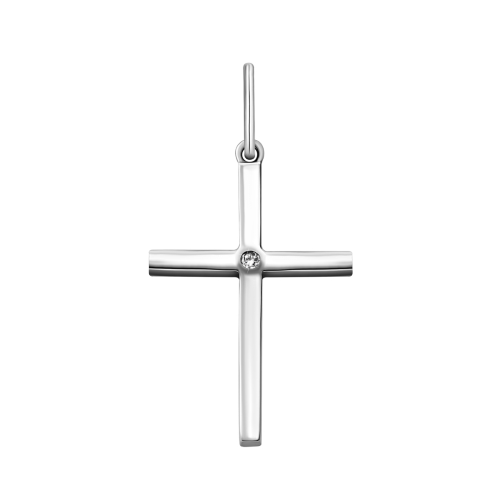 Срібна підвіска Хрестик з фіанітом. Артикул UG5H-51/2