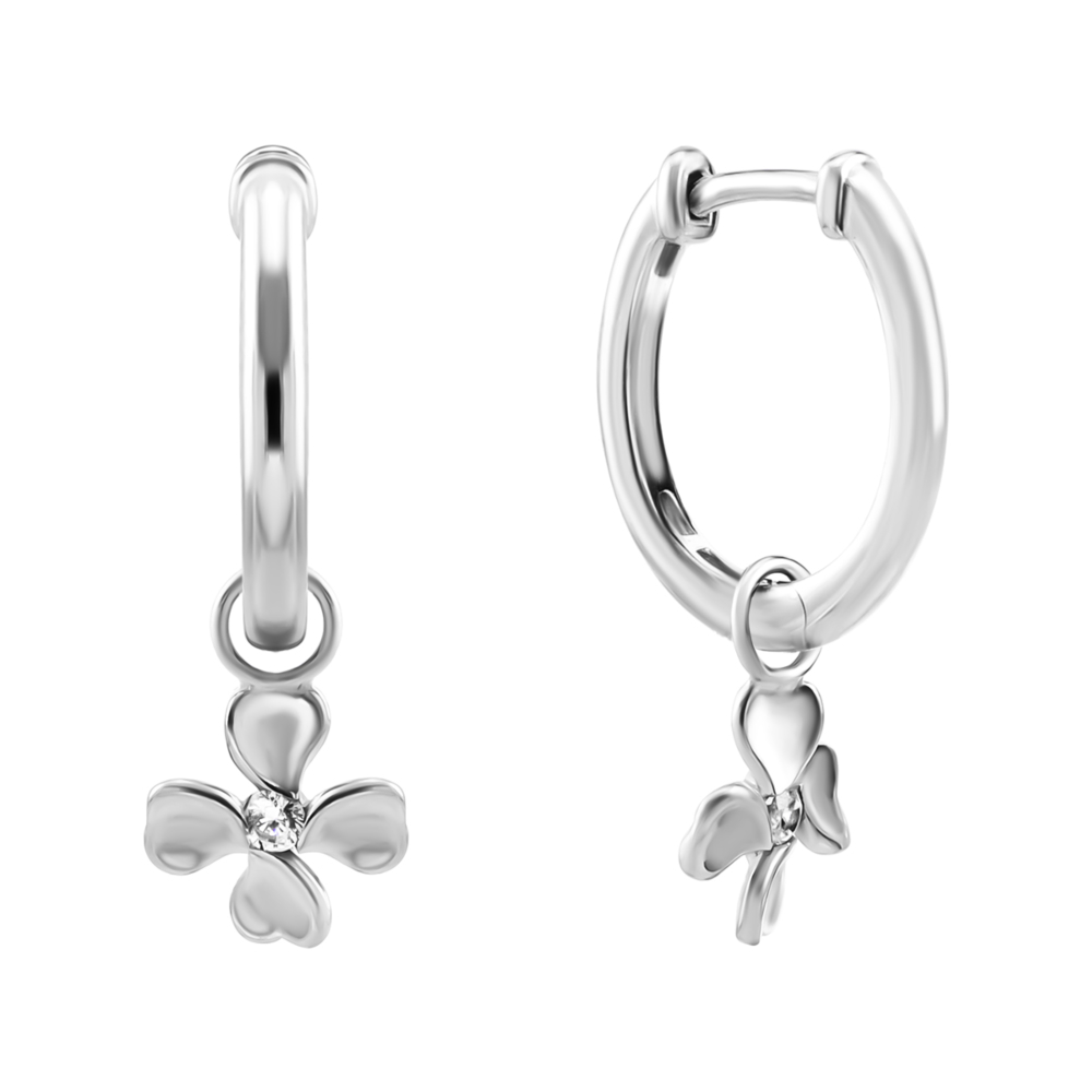 Серебряные серьги-подвески Цветы с фианитами. Артикул UG51EA105214