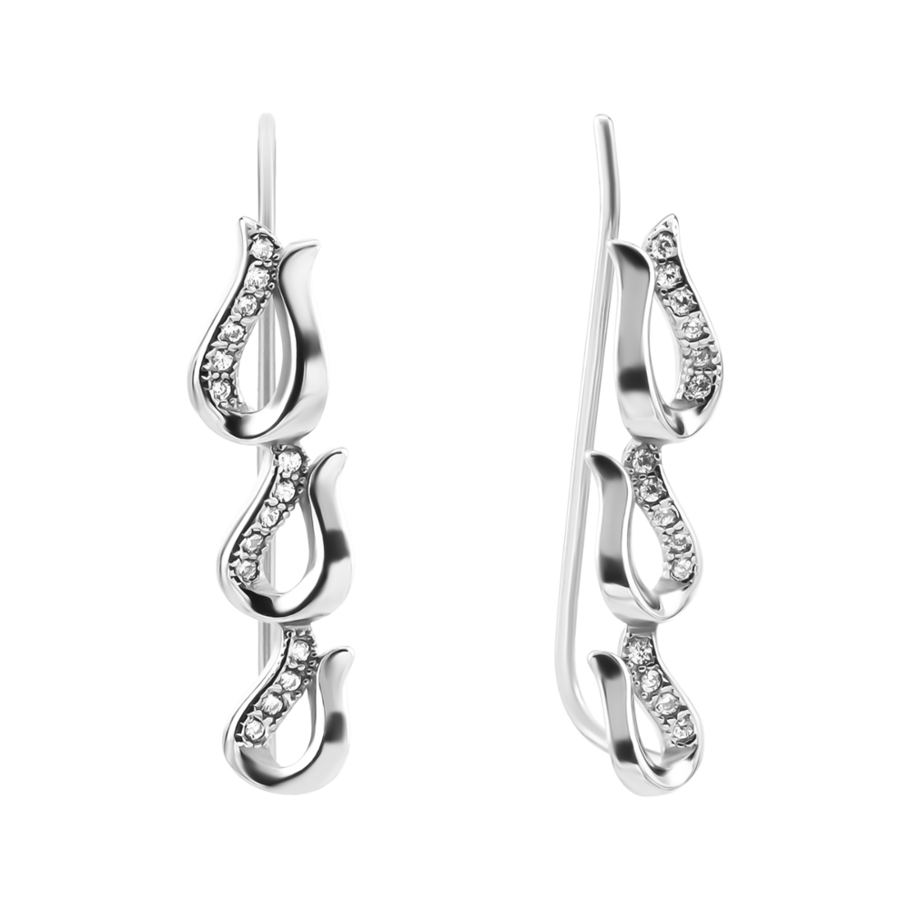 Серебряные серьги-каффы с фианитами. Артикул UG51EA98932