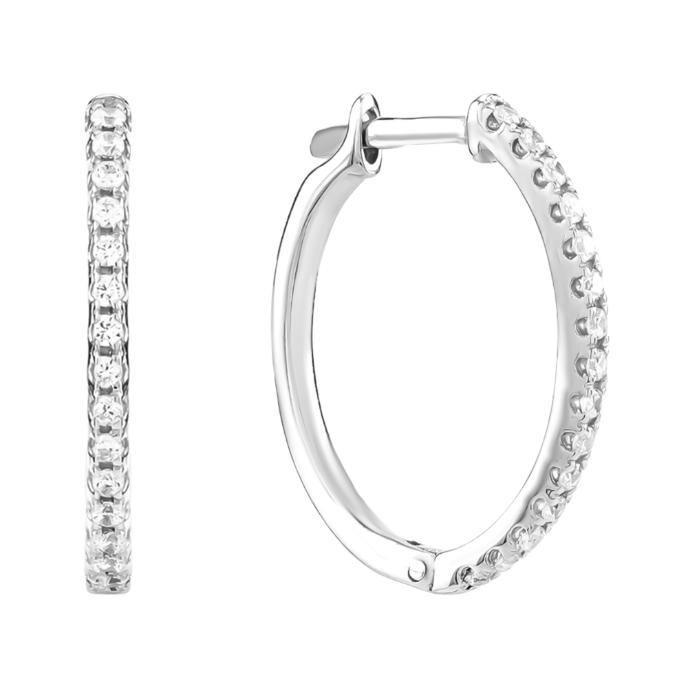 Срібні сережки-конго з фіанітами. Артикул UG52598/1р-CZ