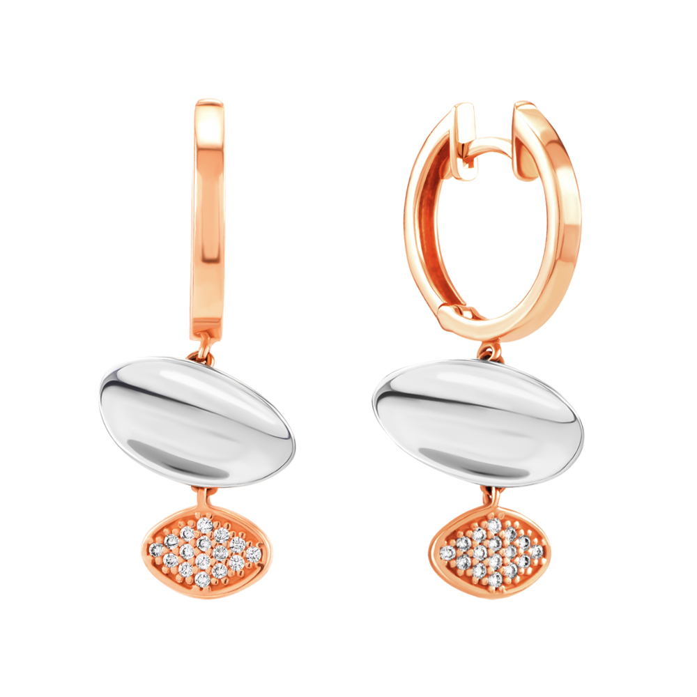 Золотые серьги-подвески с фианитами. Артикул UG5TK 59 с