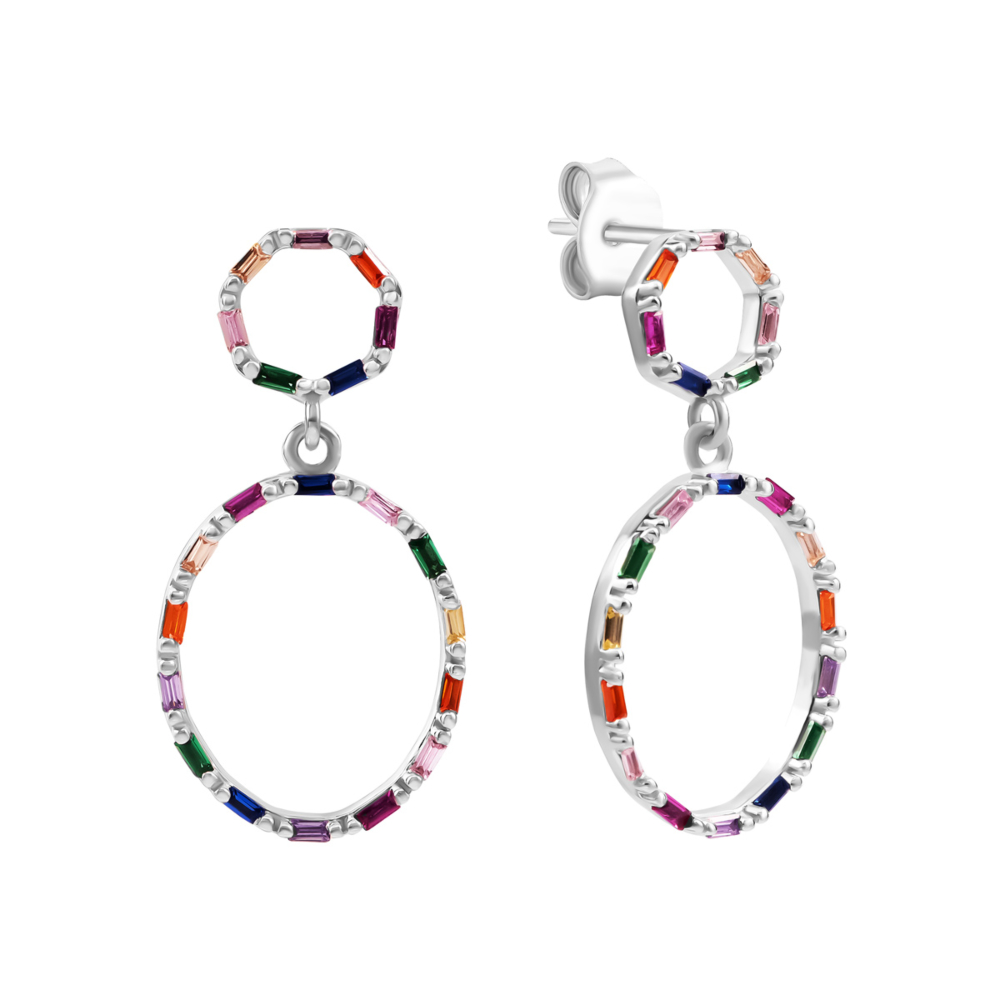 Серебряные серьги-подвески c фианитами. Артикул UG5SZDE13758