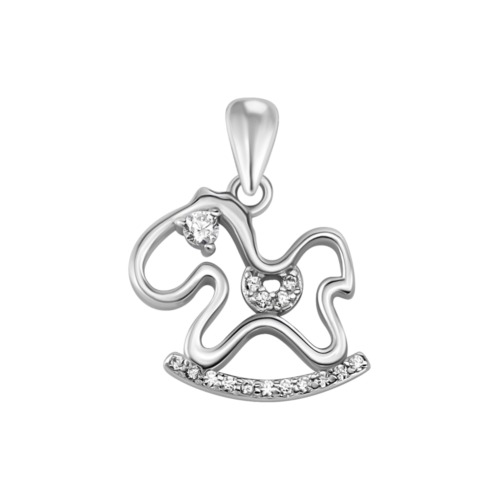Серебряная подвеска Лошадка-качалка с фианитами. Артикул UG5SZDP03621