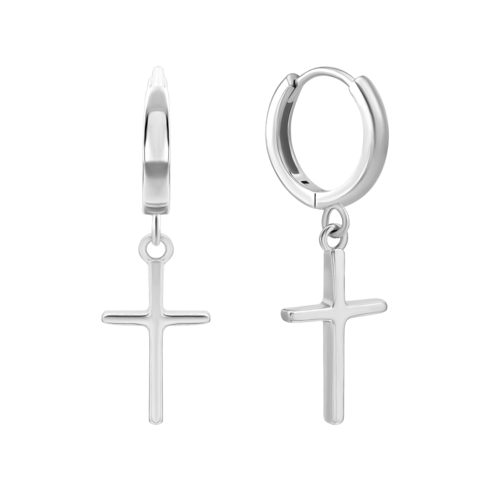 Серебряные серьги-подвески Крестик. Артикул UG5SZSE08220 с