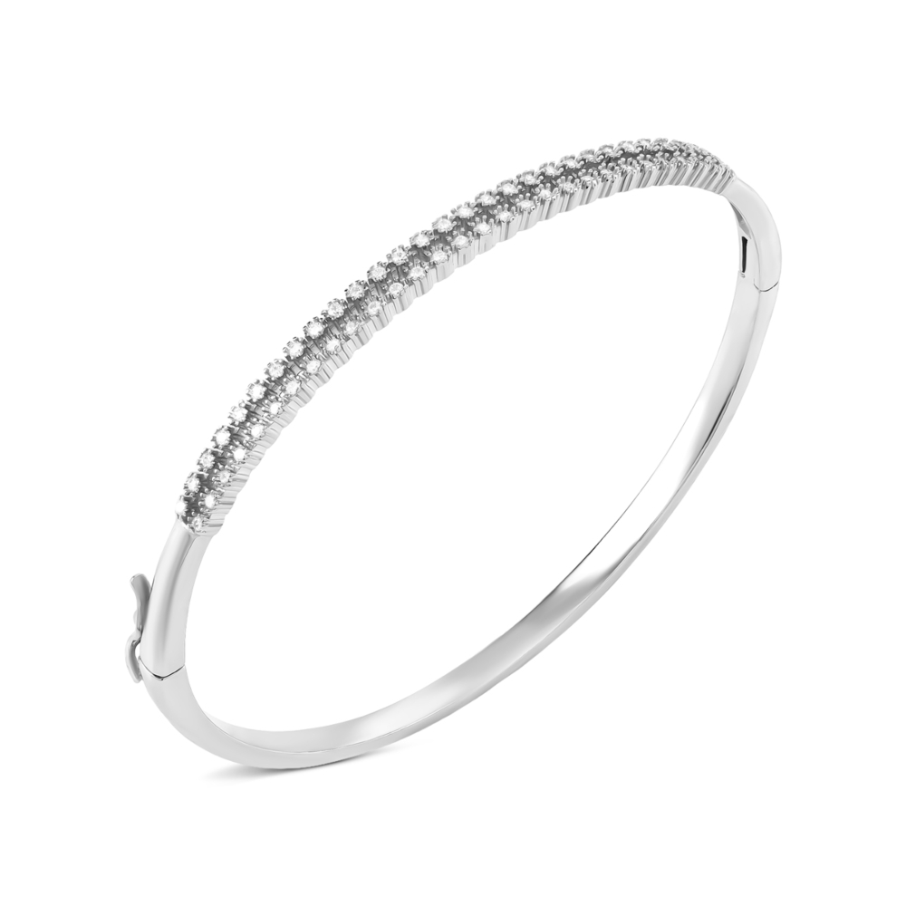 Серебряный жесткий браслет с фианитами. Артикул UG5PE00903