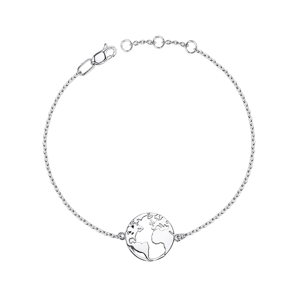 Серебряный браслет «планета Земля» без вставки 90178/66024-1/12/1