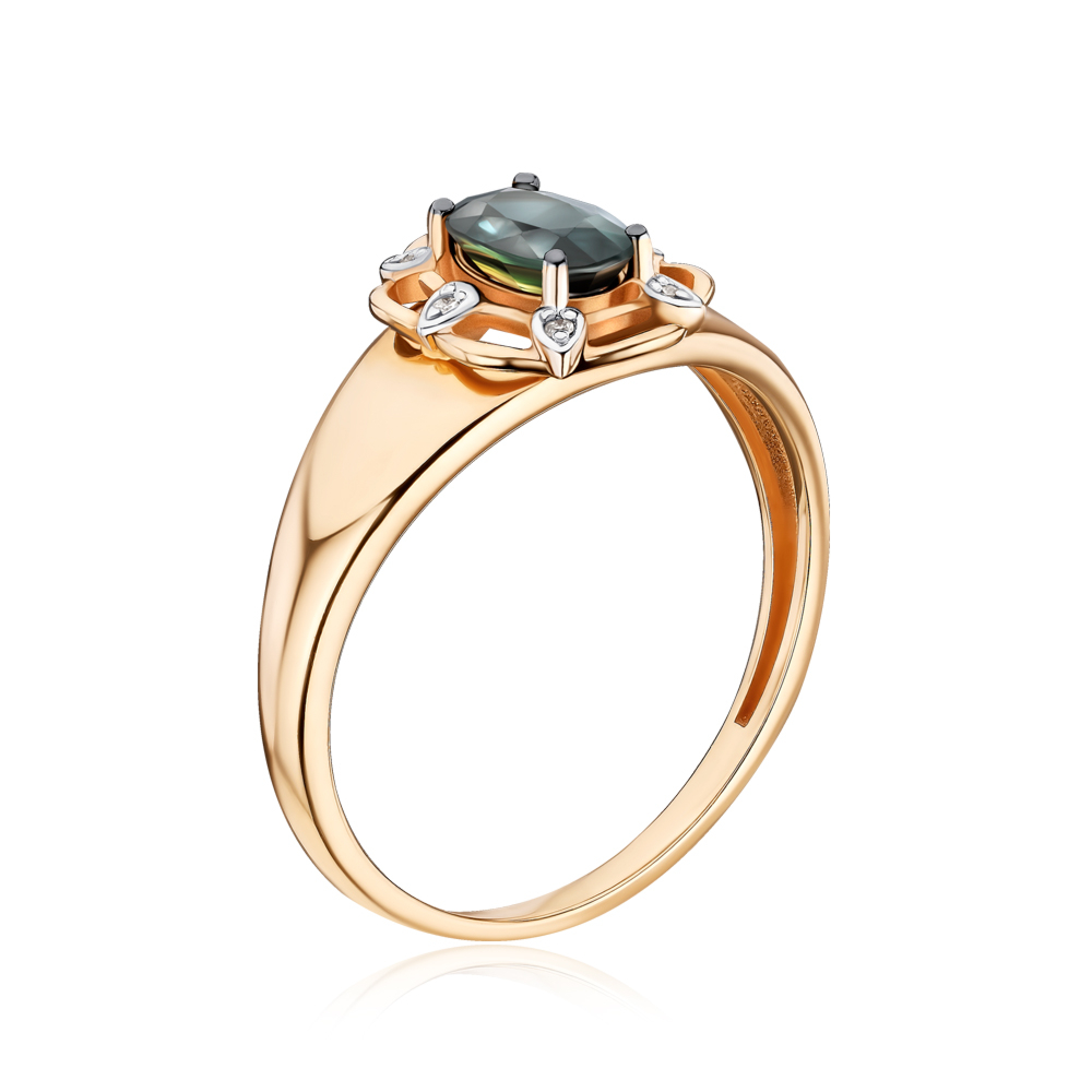 Золота каблучка з сапфіром та діамантами 53601/01/1/10362