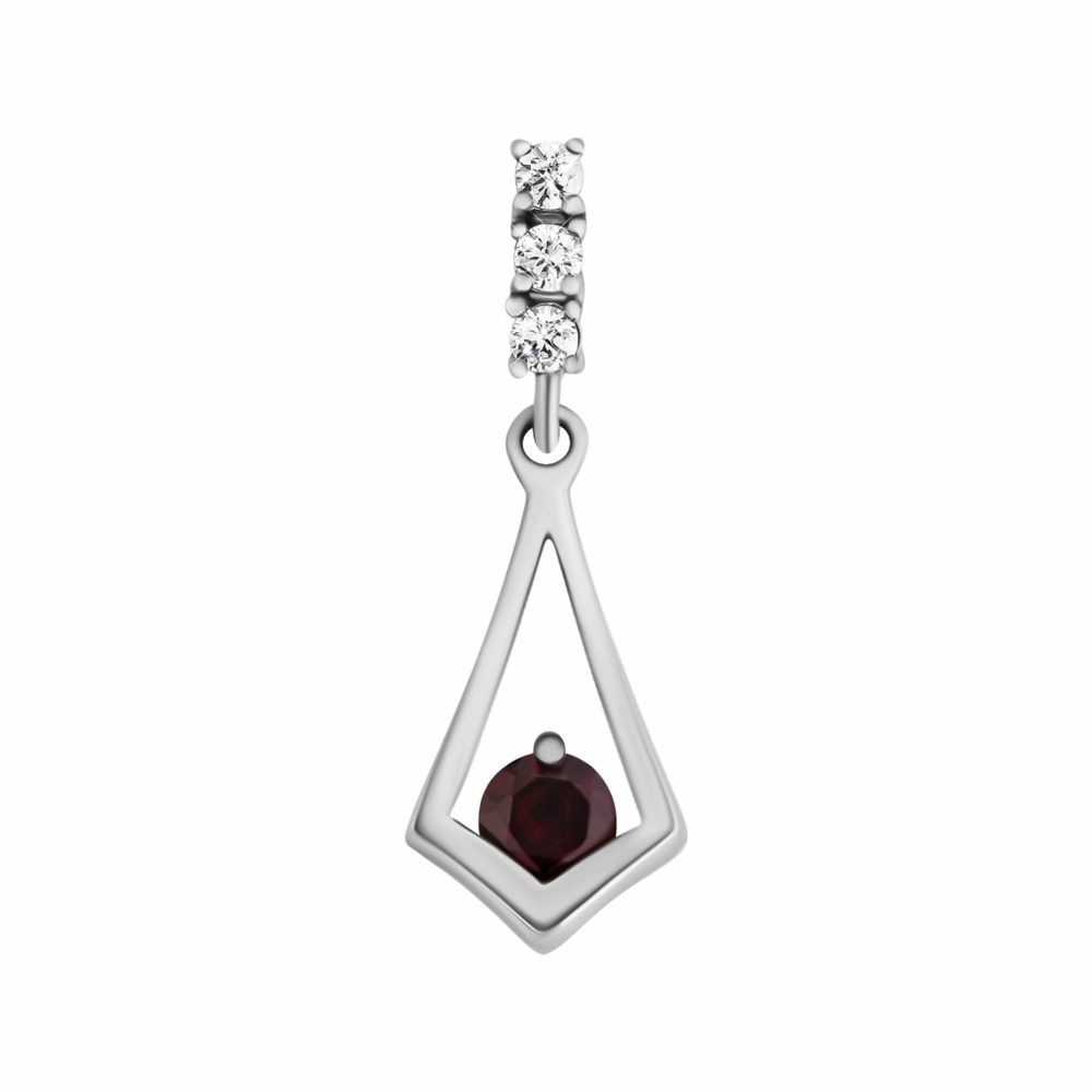 Серебряная подвеска с гранатом и фианитами. Артикул UG5п1273грRh