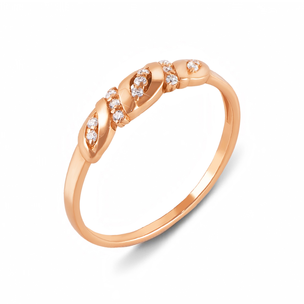 Золотое кольцо с фианитами. Артикул 12641