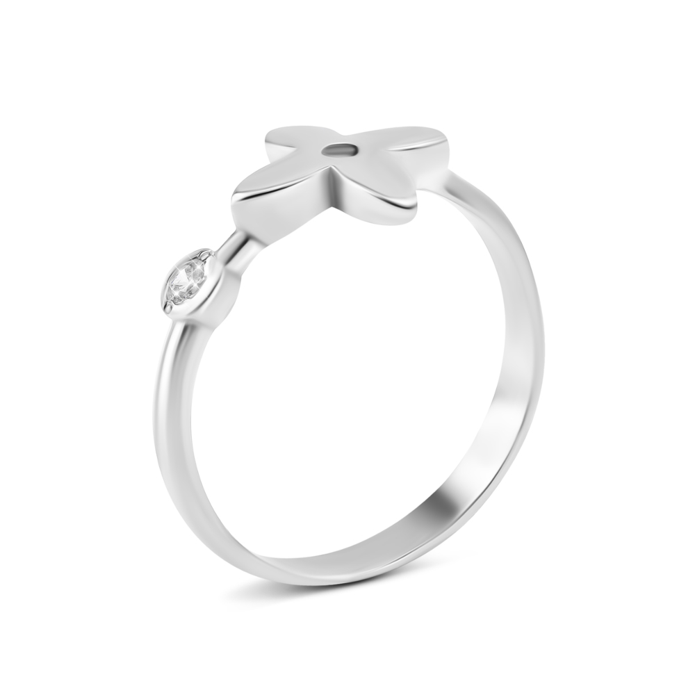 Серебряное кольцо Цветок с фианитом. Артикул UG51487/1р-CZ