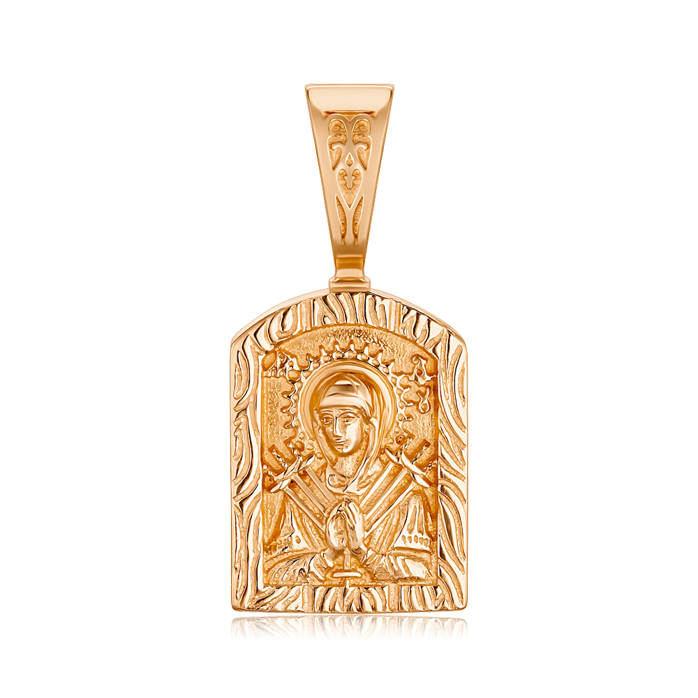 Золота підвіска-іконка Божої Матері «Семистрільна». Артикул 31561