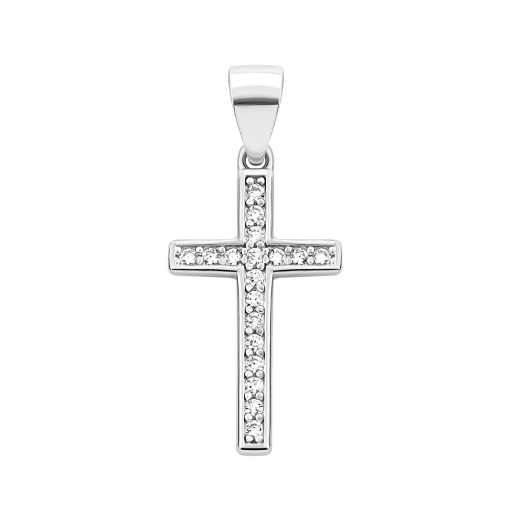 Серебряная подвеска Крестик с фианитами. Артикул UG51PE69470-CZ