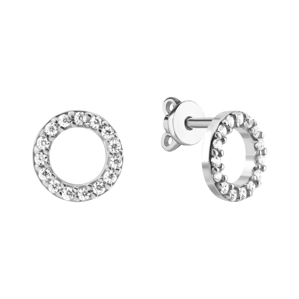 Серебряные пуссеты с фианитами. Артикул UG520679