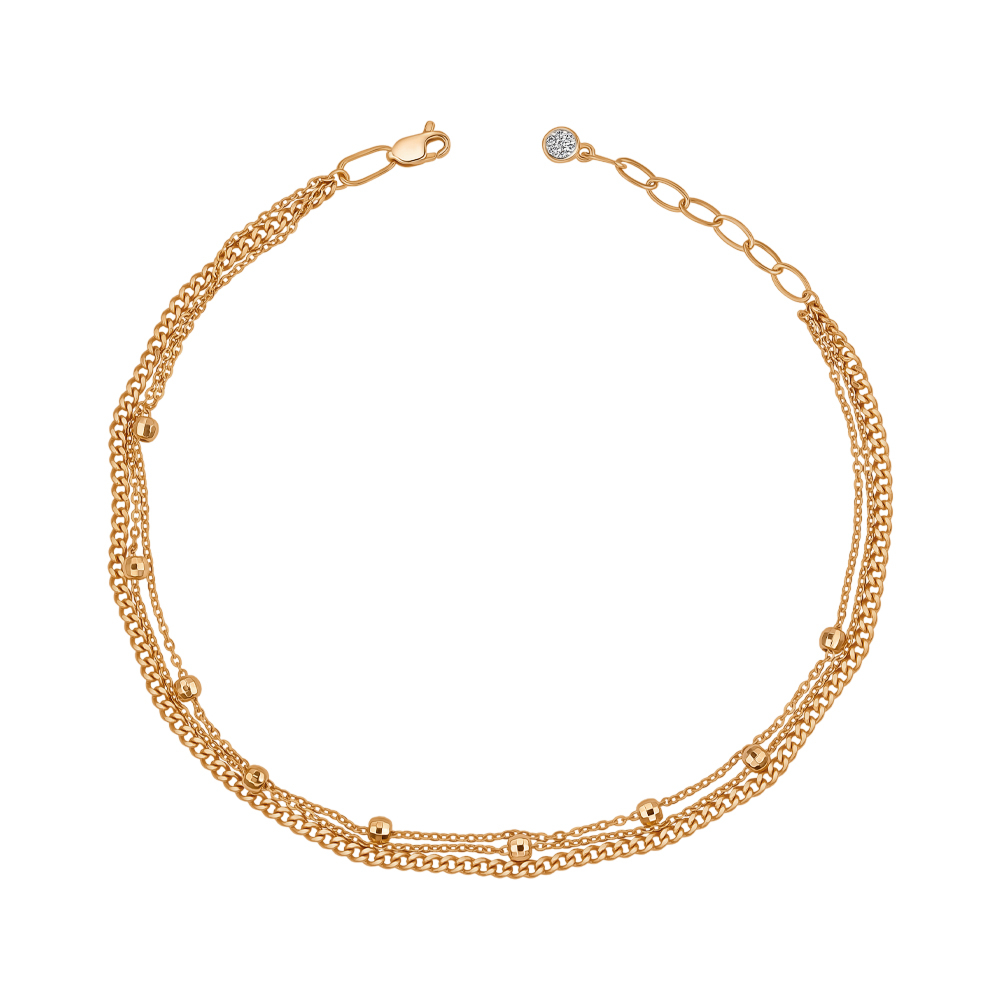 Золотий браслет на ногу з фіанітами 07120-22/01/1/1