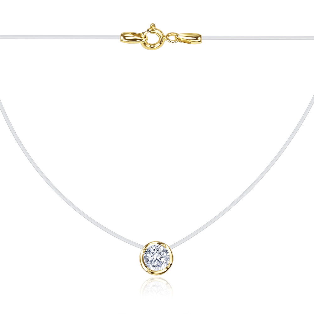 Золотое колье с фианитом на леске 6032/03/0/22