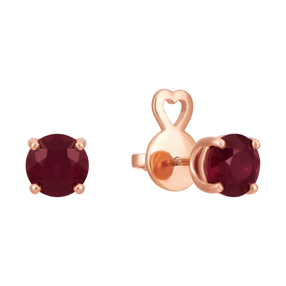 Золотые пуссеты с рубином. Артикул UG523294RUBY