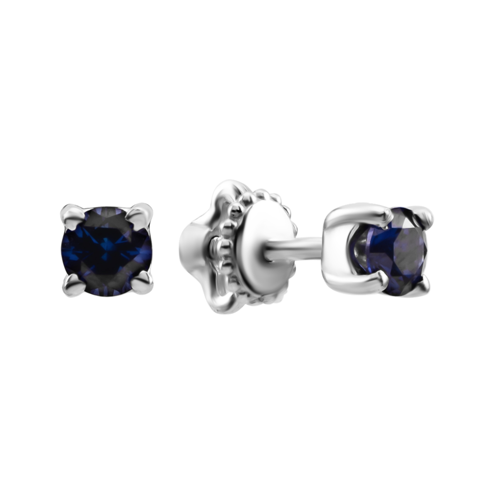 Серебряные пусеты с гидротермальным сапфиром. Артикул UG52491/1р-HSPH