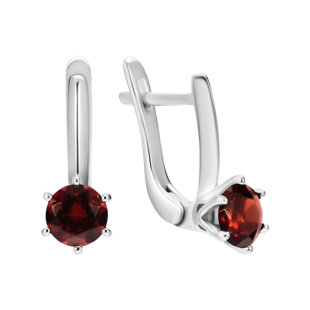 Серебряные серьги с гранатом. Артикул UG52526/1р-GARN
