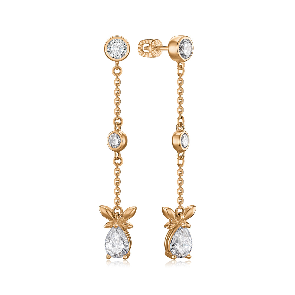 Золотые серьги с фианитами 22992/01/0/4582