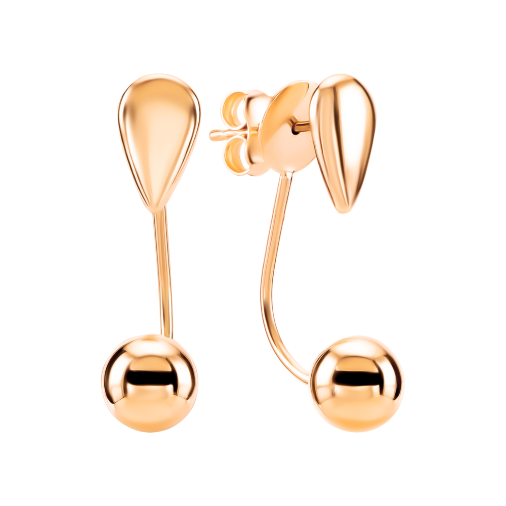 Золотые пусеты 2 в 1. Артикул UG52/50/876