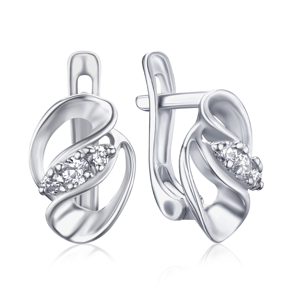 Срібні сережки з фіанітами С2Ф/018