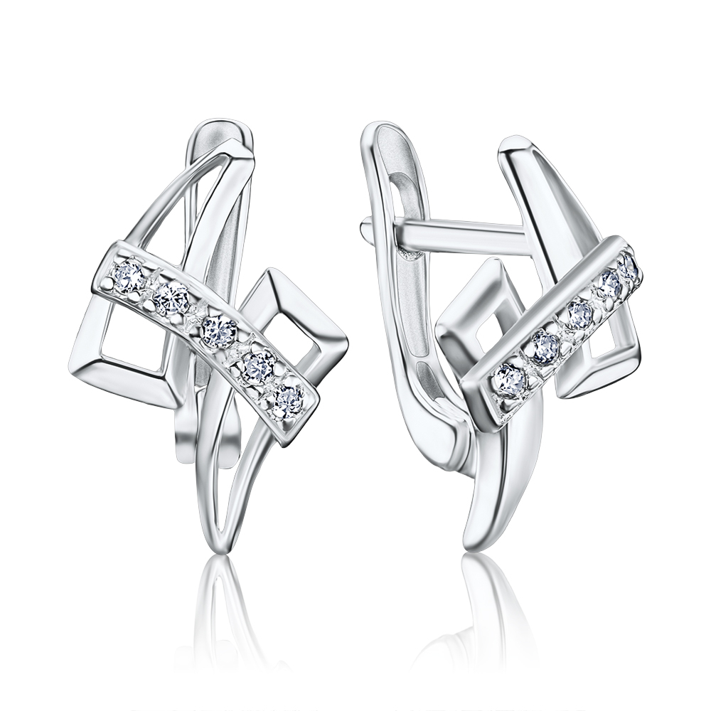 Срібні сережки з фіанітами С2Ф/072