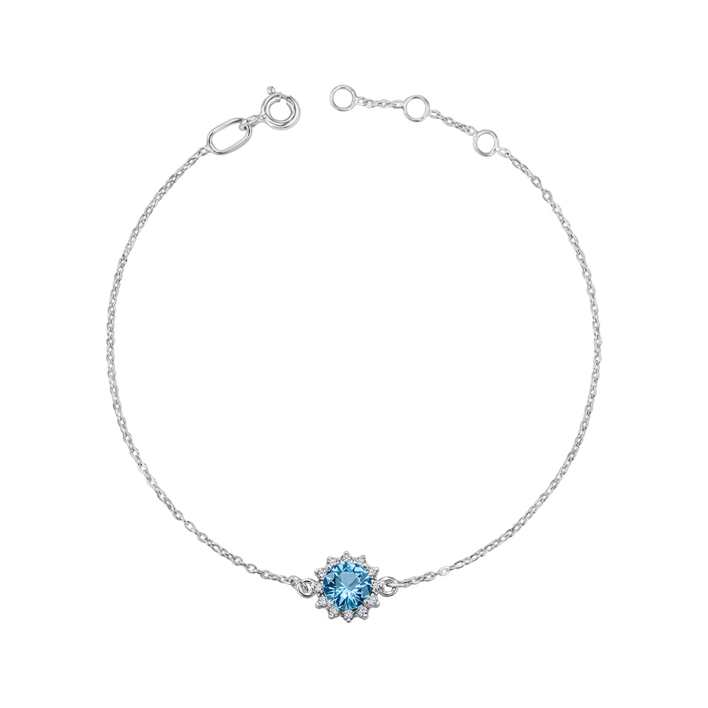 Срібний браслет з штучною шпінеллю та фіанітами 90190/66024-3/12/1/21306