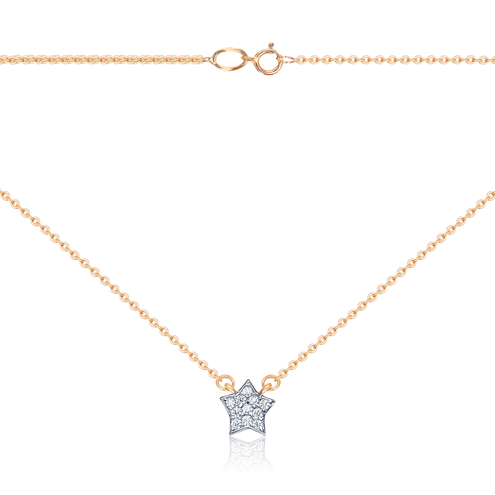 Золоте кольє "Зірочка" з фіанітами 6083/66024-3/01/1/13