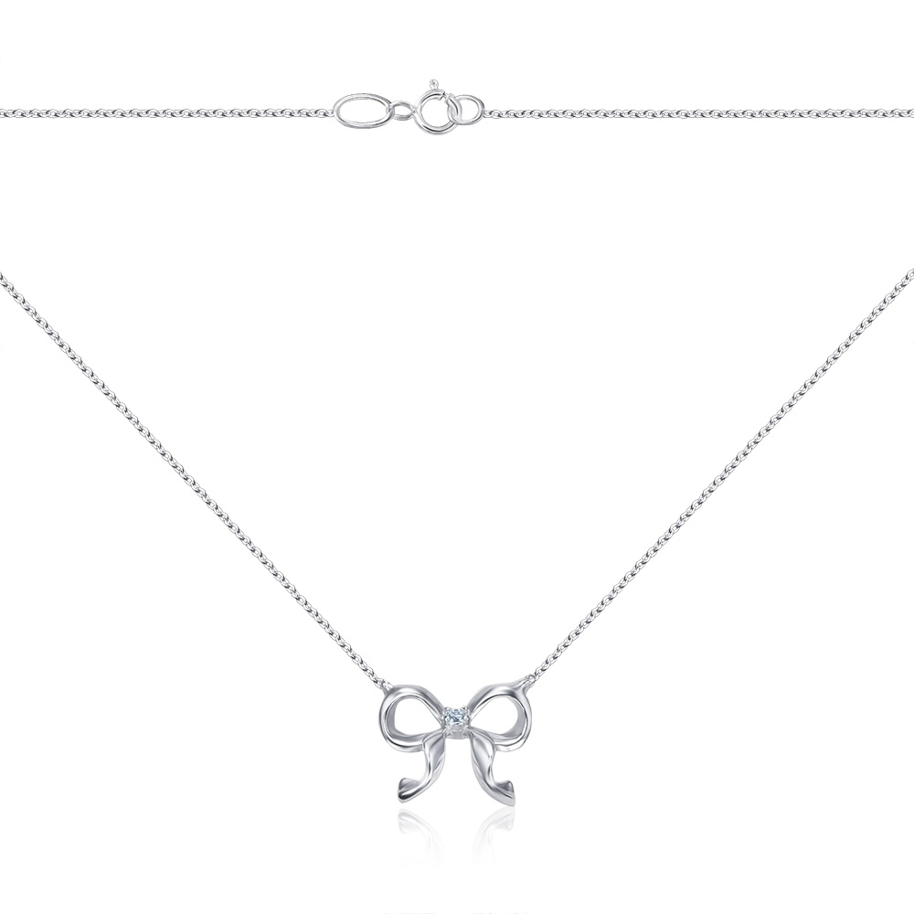Серебряное колье Бант с фианитом 96093/66024-3/12/1/3