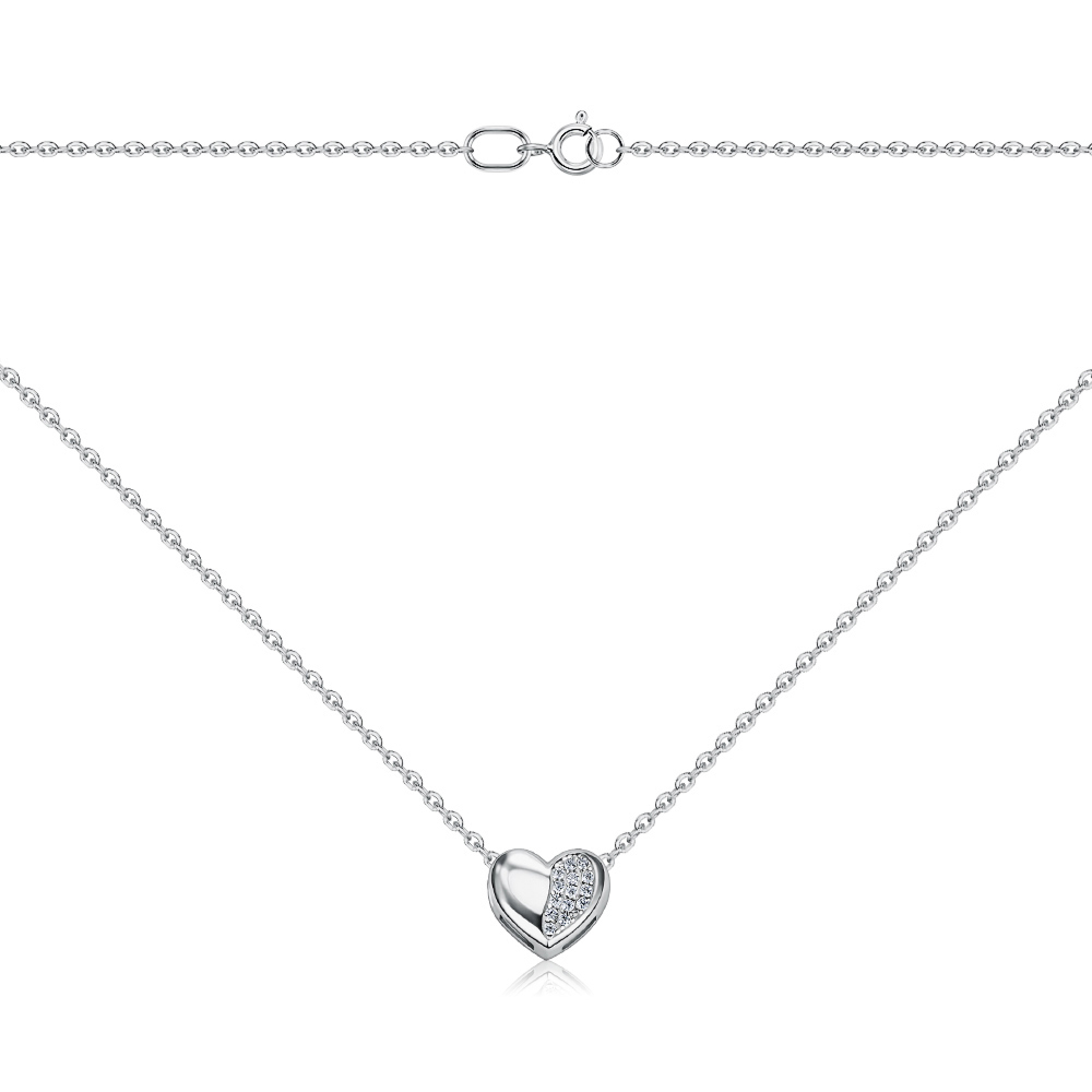 Срібне кольє Серце з фіанітами 96084/66024-3/12/1/1