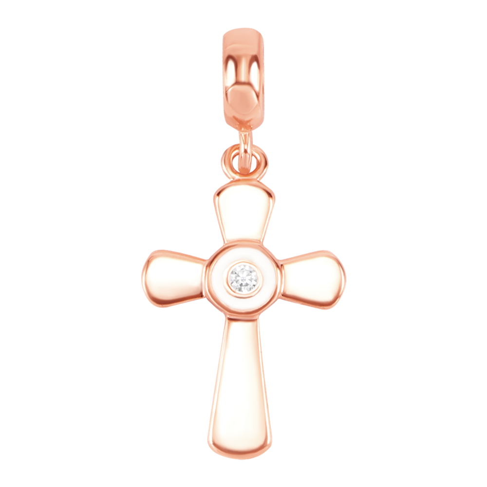 Золота підвіска Хрестик з емаллю та фіанітом. Артикул UG5311248410101