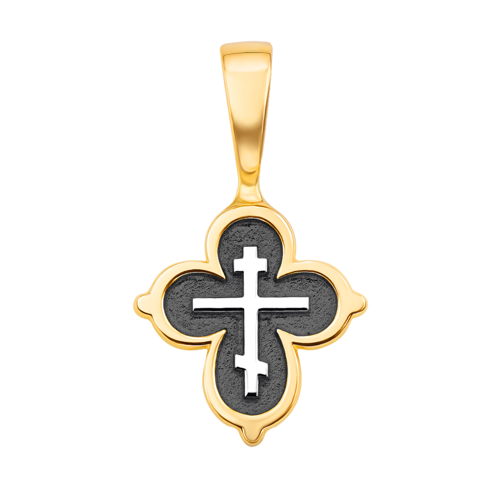 Срібний восьмикінечний православний хрестик з позолотою і чорнінням. Артикул с31423/1