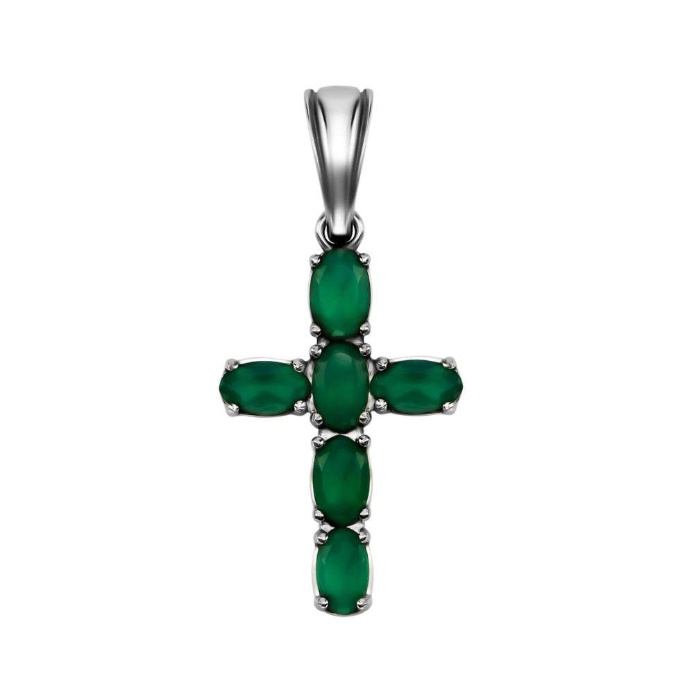 Серебряный крестик с агатом. Артикул UG53574р-GAG