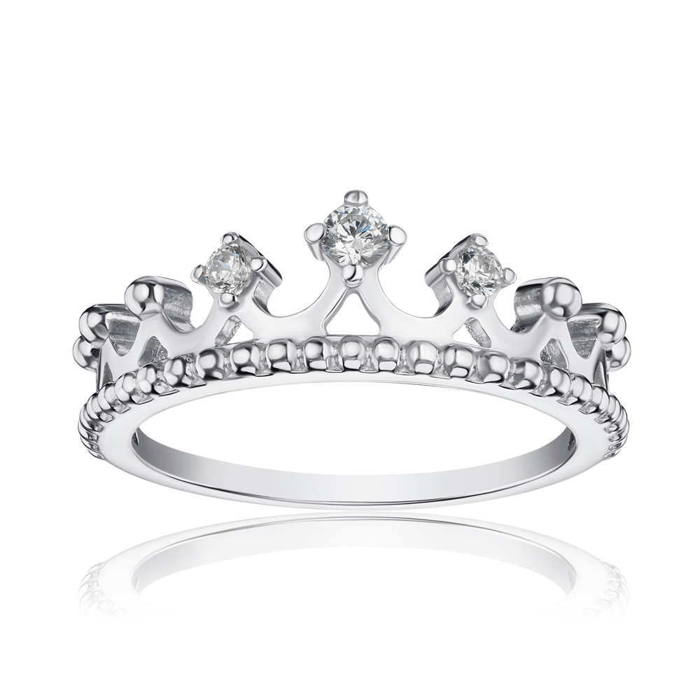 Серебряное кольцо Корона с фианитами 001163/12/1/177