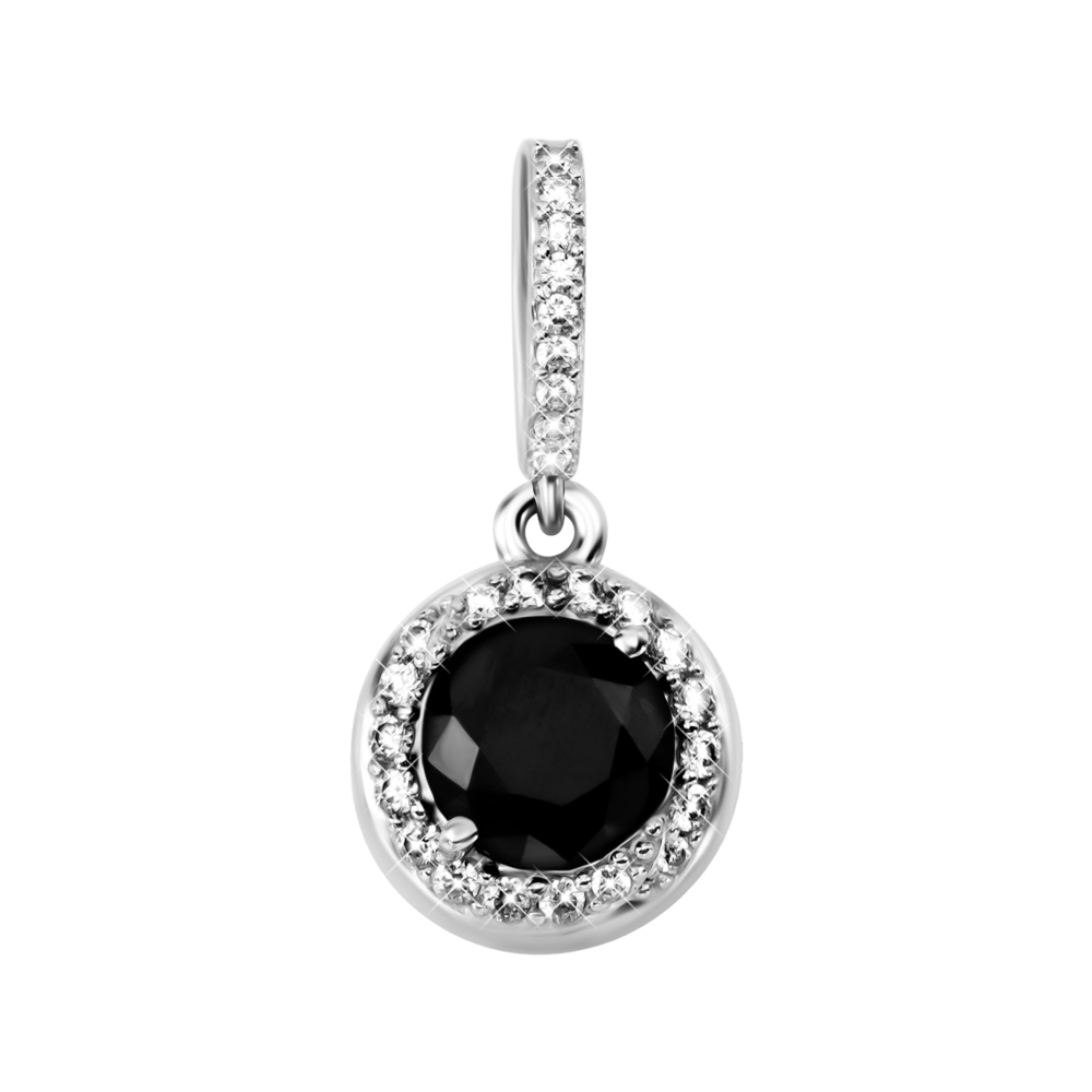 Серебряная подвеска с нано сапфиром и фианитами. Артикул UG53671р-NSPH