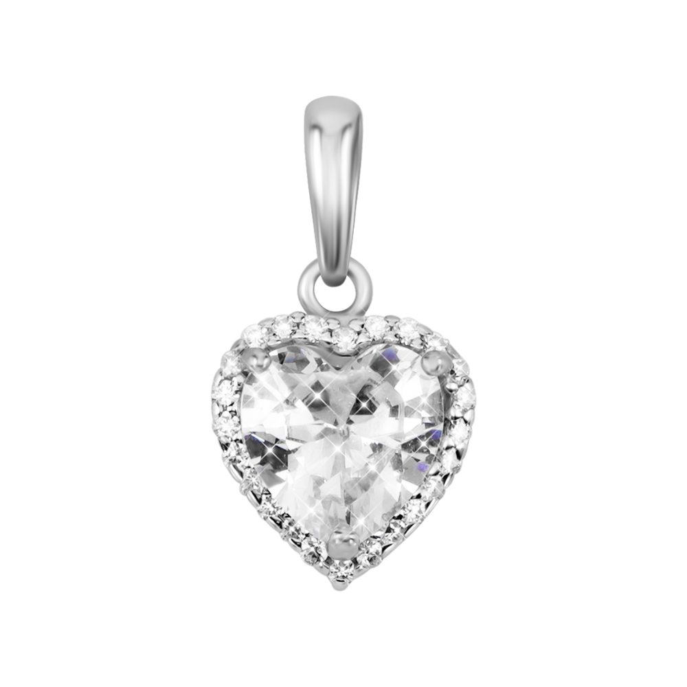 Серебряная подвеска Сердце с фианитами. Артикул UG539120