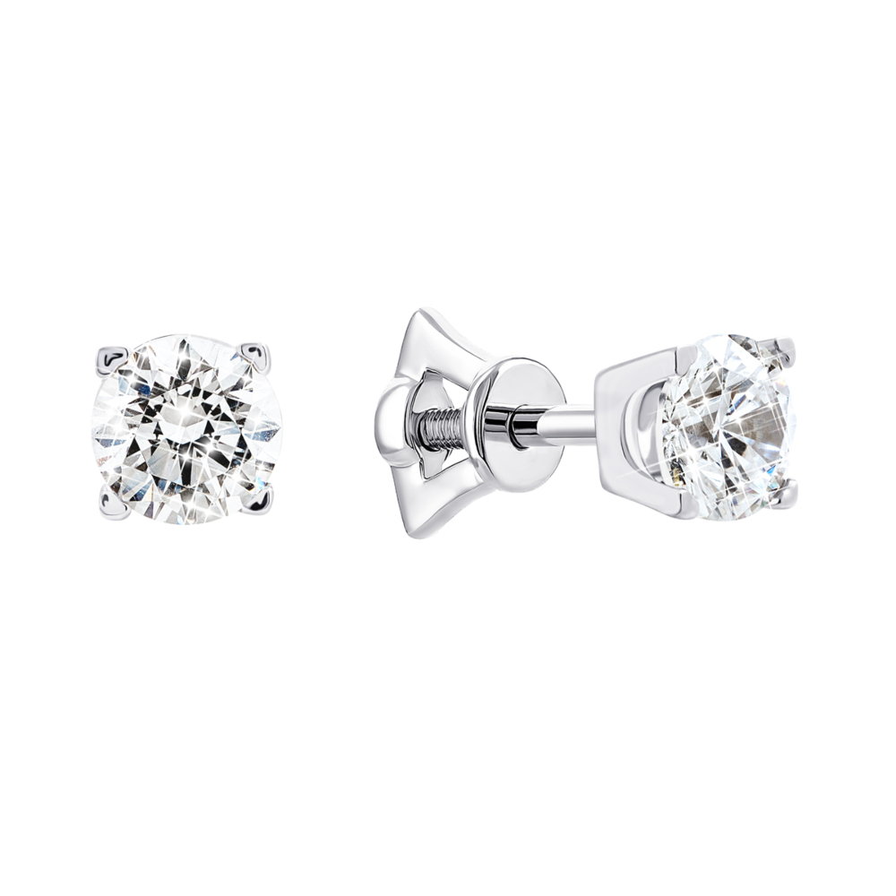 Золотые пуссеты с фианитами S​ Zirconia. Артикул UG5С4001/1G Sw