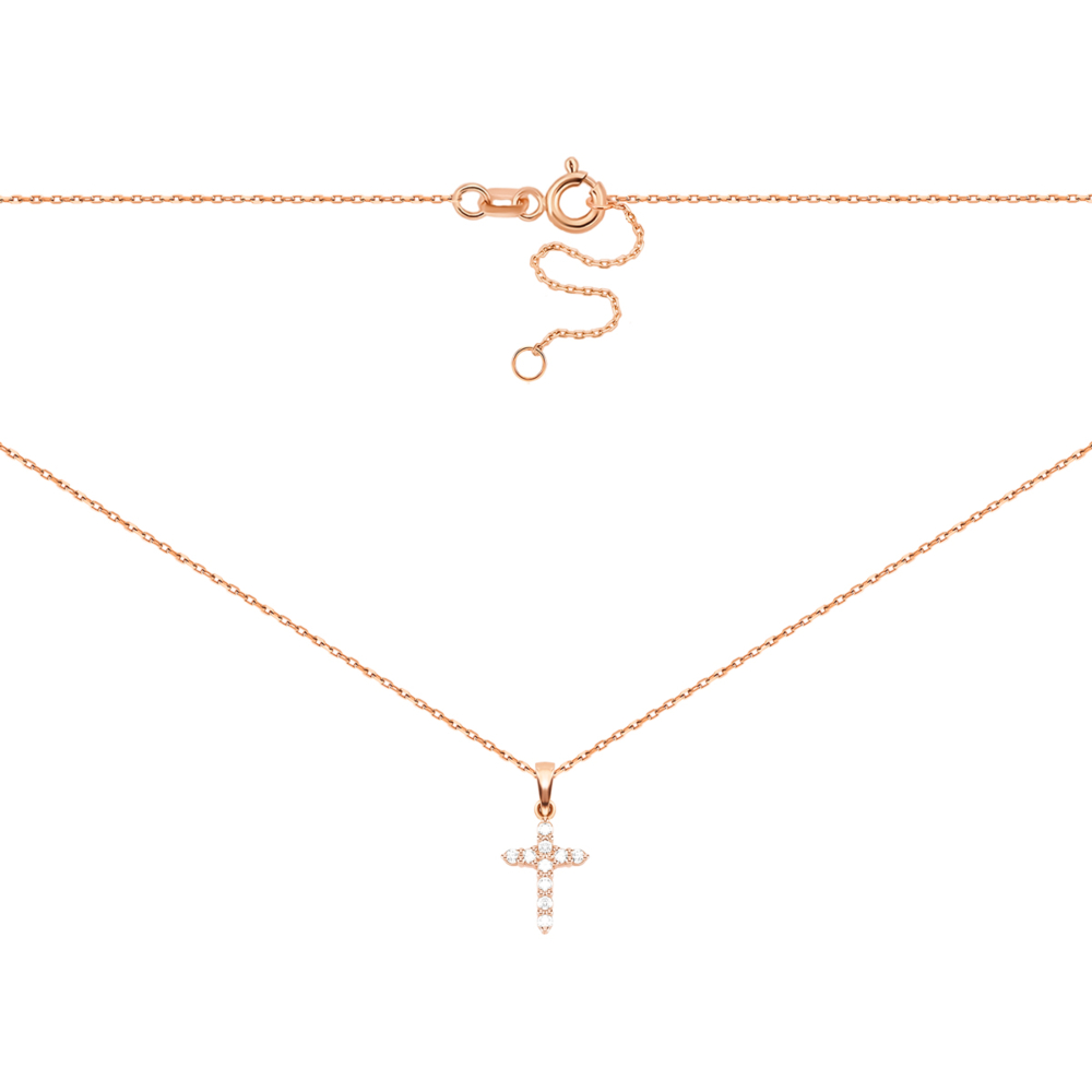 Золотое колье Крестик с бриллиантами. Артикул UG54111012001 D