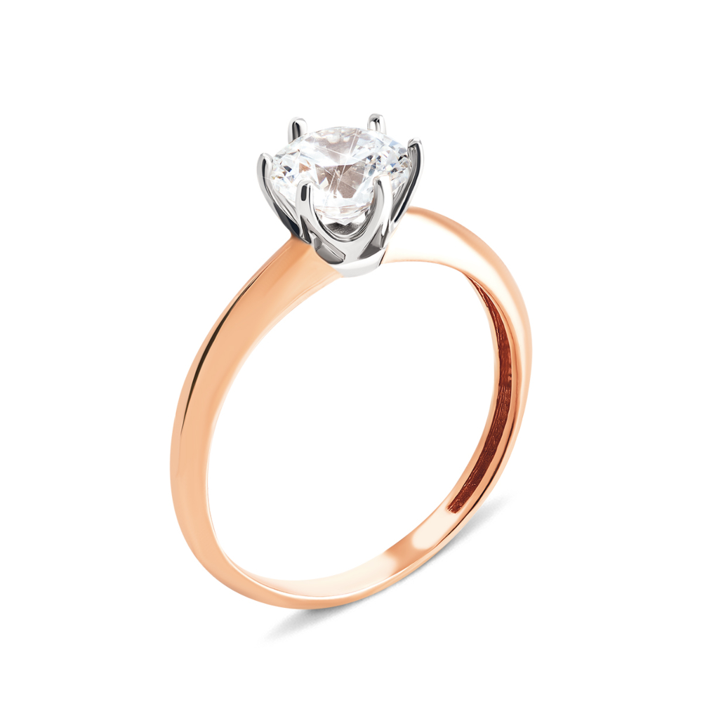 Золотое кольцо с фианитом S​ Zirconia. Артикул UG5КД4136 Sw