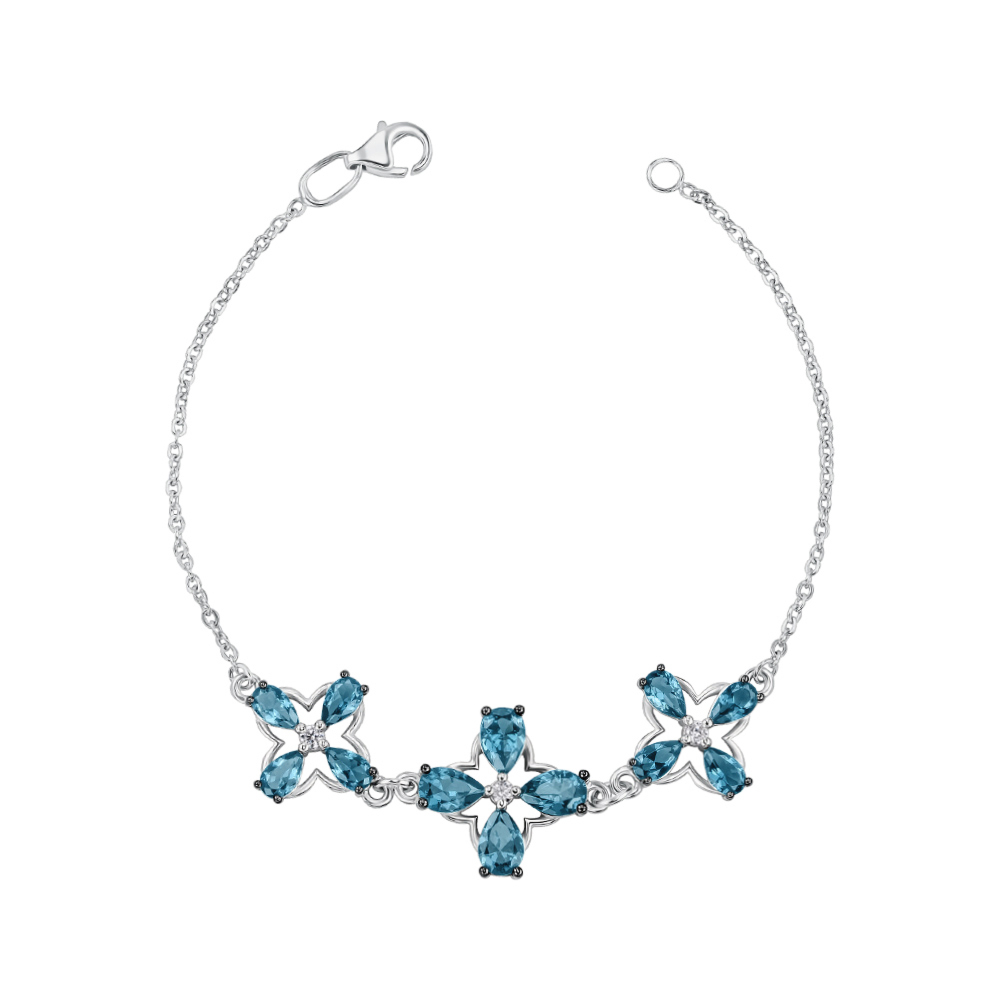 Срібний браслет з штучними топазами та фіанітами 90126/66024/12/1/21444